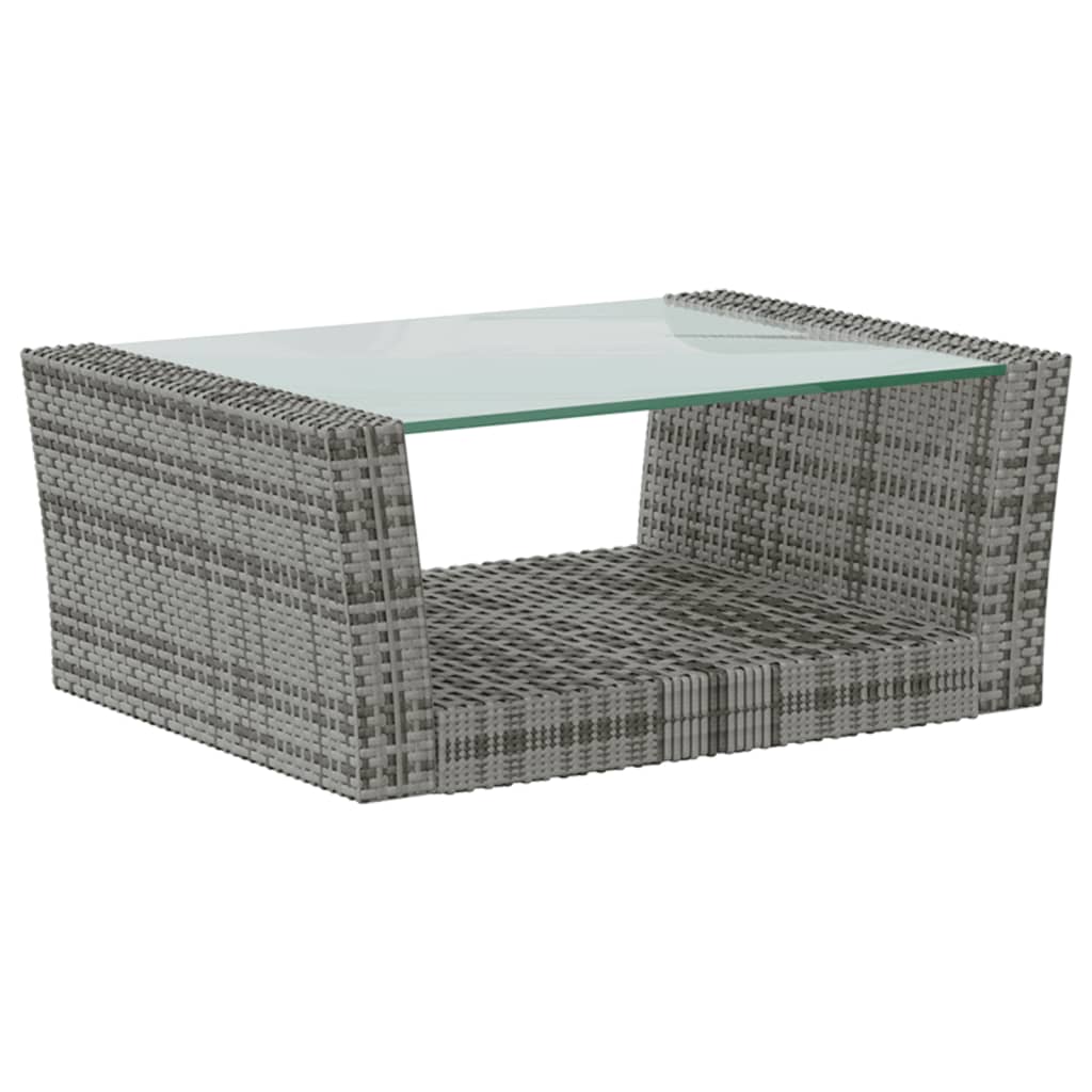 8-tlg. Garten-Lounge-Set mit Auflagen Poly Rattan Grau